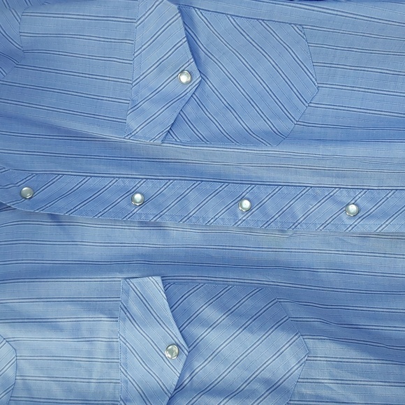 Wrangler Vintage Blue/ Black STRIPE Pearl Snap Western Shirt Cowboy Sz.XXL - Picture 5 of 9